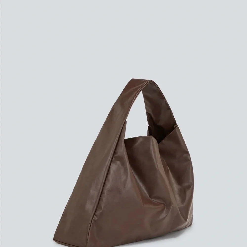1 DAY SALE Kassl editions Tote shoulder skai dark brown faux leather tote bag